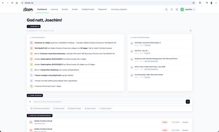 Renewr dashboard